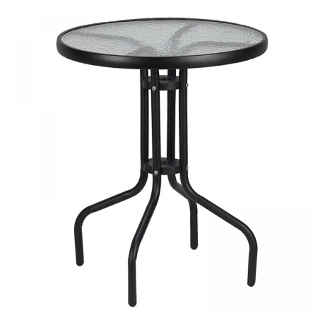 Moreno Megapap metal - tempered glass table in black color Ø60x70cm.