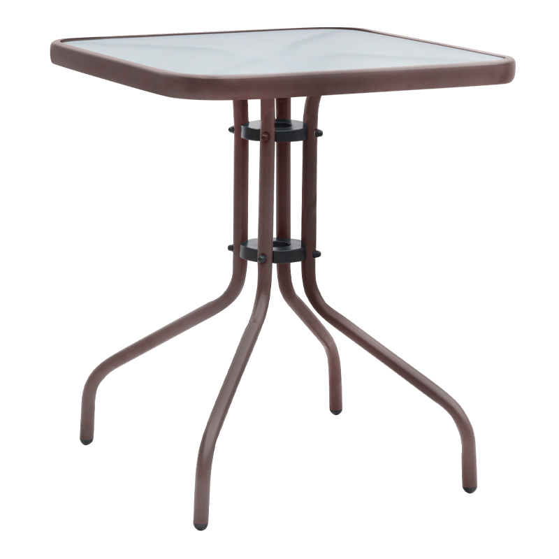 Moreno Megapap metal - tempered glass table in dark brown color 60x60x71cm.