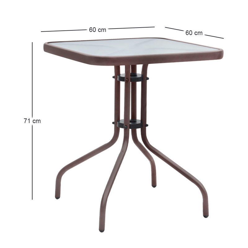 Moreno Megapap metal - tempered glass table in dark brown color 60x60x71cm.