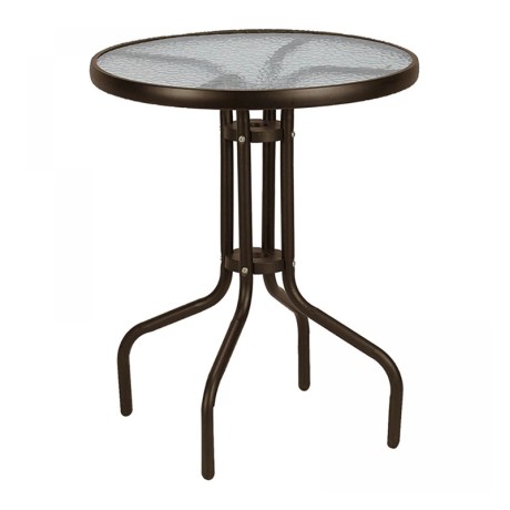 Moreno Megapap metal - tempered glass table in dark brown color Ø60x70cm.
