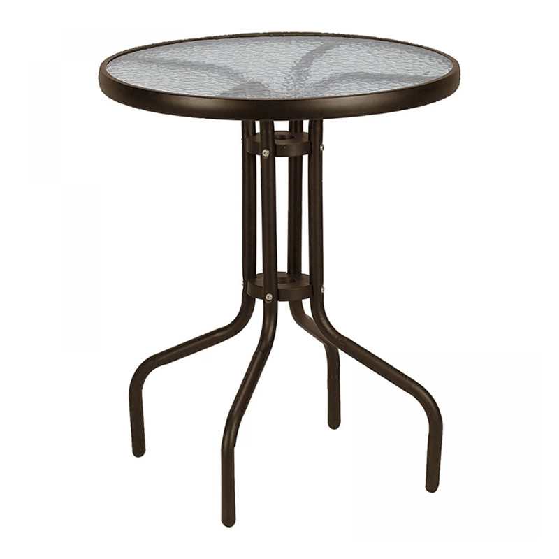Moreno Megapap metal - tempered glass table in dark brown color Ø60x70cm.