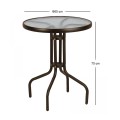 Moreno Megapap metal - tempered glass table in dark brown color Ø60x70cm.