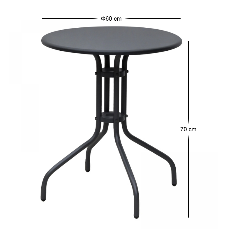 Palermo Megapap metal table in black color Ø60x70cm.