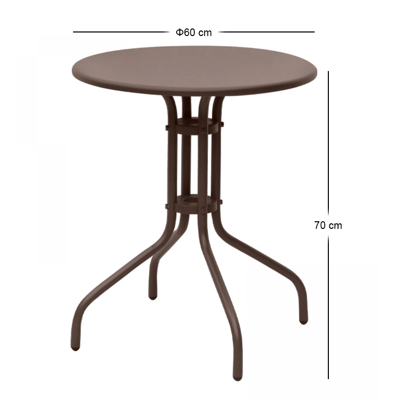 Palermo Megapap metal table in dark brown color Ø60x70cm.