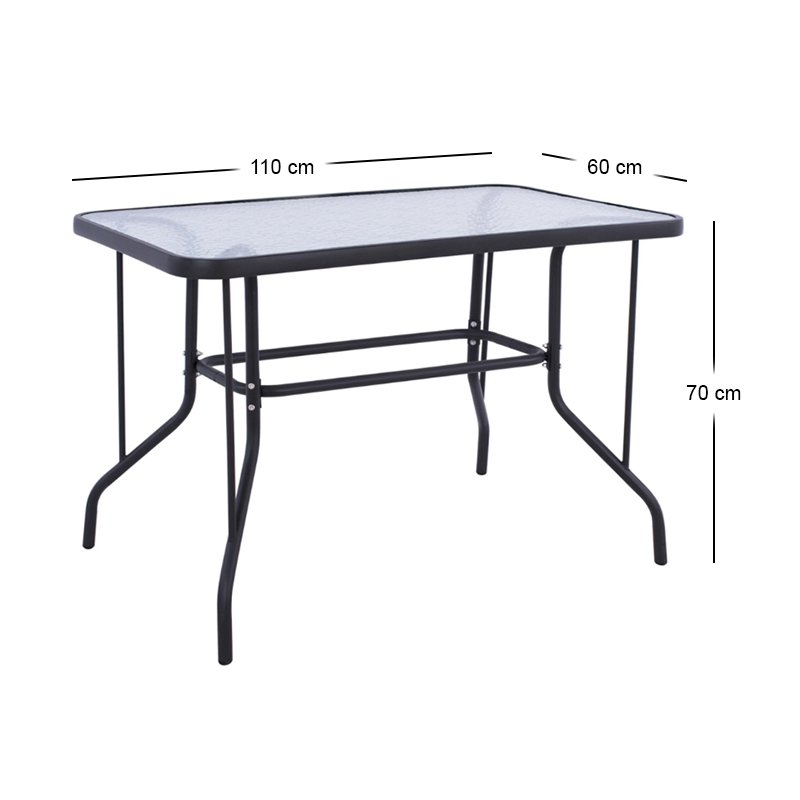 Toledo Megapap metal - tempered glass table in anthracite color 110x60x70cm.