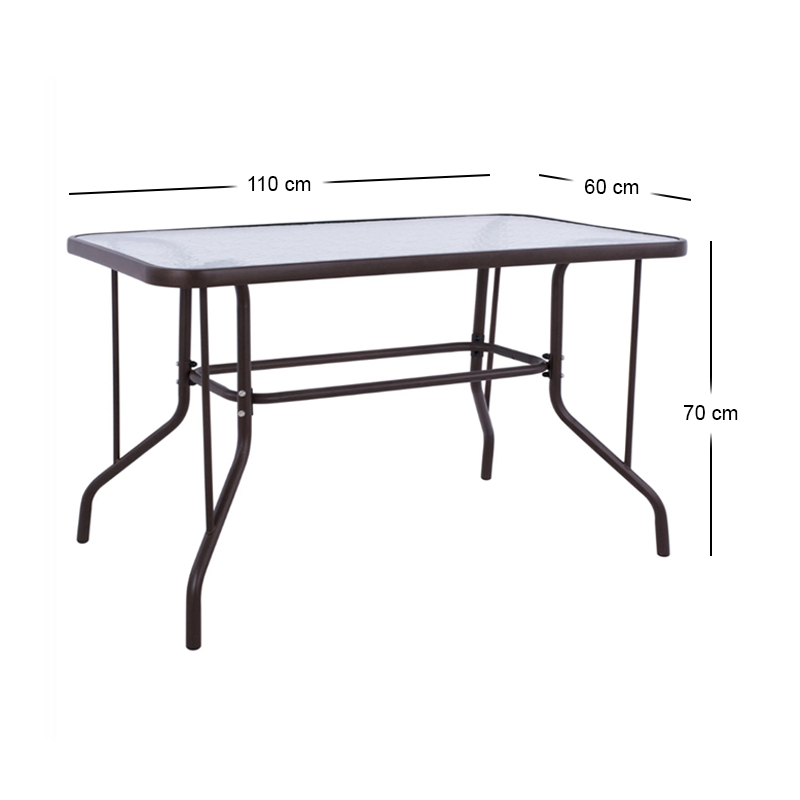Toledo Megapap metal - tempered glass table in dark brown color 110x60x70cm.