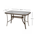 Toledo Megapap metal - tempered glass table in dark brown color 120x70x70cm.
