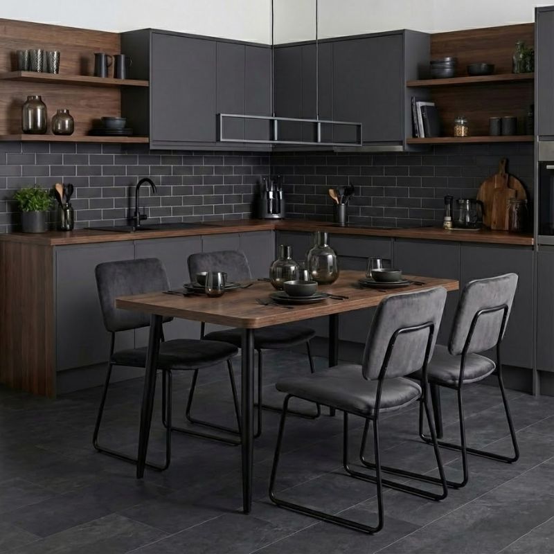 Levico Megapap Mdf/metallic table in smoked walnut color 130x75x75cm.