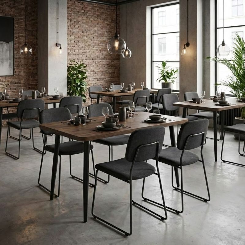 Levico Megapap Mdf/metallic table in smoked walnut color 130x75x75cm.