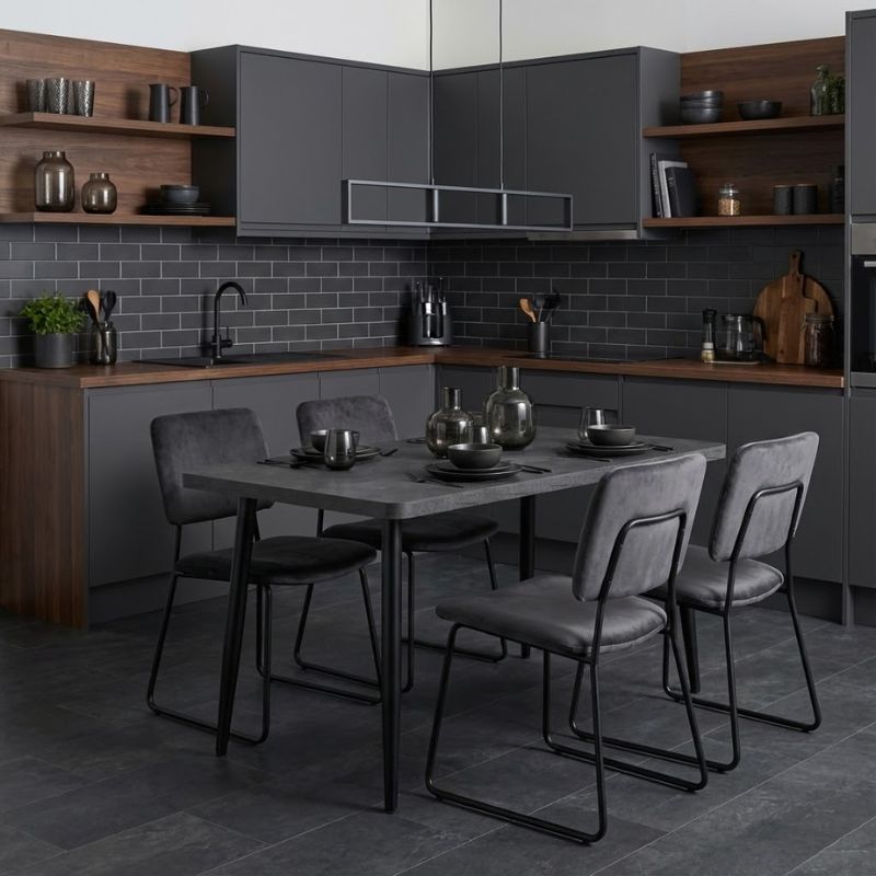 Levico Megapap Mdf/metallic table in dark grey concrete color 120x70x75cm.