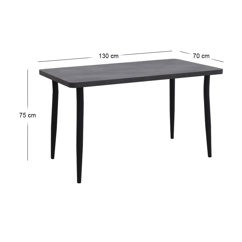 Levico Megapap Mdf/metallic table in dark grey concrete color 130x70x75cm.