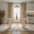 Linza Megapap melamine dining table in white wood color 180x90x75cm.