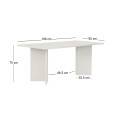 Linza Megapap melamine dining table in white wood color 180x90x75cm.