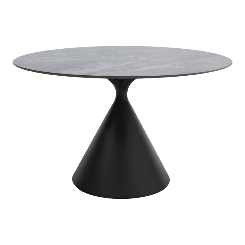 Logan Megapap sintered stone - metal table in grey marble effect and black color Ø120x72cm.