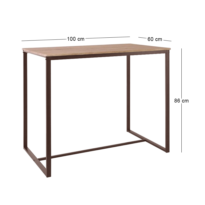 HENRY BAR Table 100x60cm Metal D.Brown/Sonoma
