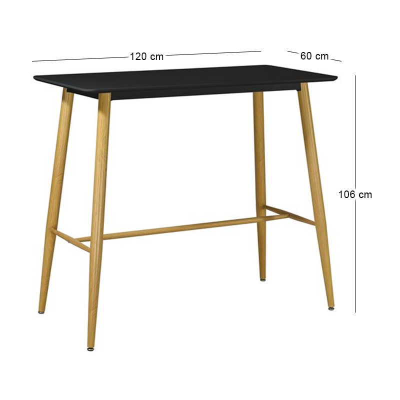 LAVIDA Bar Table 120x60 Metal Natural, Black
