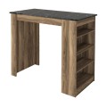 Monaco Megapap melamine bar table color walnut - black marble 120x51,6x101,8cm.