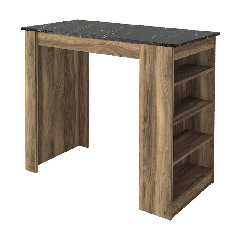Monaco Megapap melamine bar table color walnut - black marble 120x51,6x101,8cm.