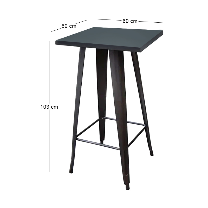 RELIX Τραπέζι Bar Μέταλλο Βαφή Μαύρο 60x60x103cm