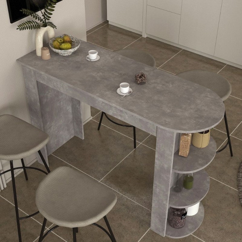 Vigne Megapap melamine bar table in concrete grey color 150x51.6x101.8cm.
