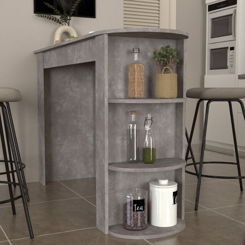 Vigne Megapap melamine bar table in concrete grey color 150x51.6x101.8cm.