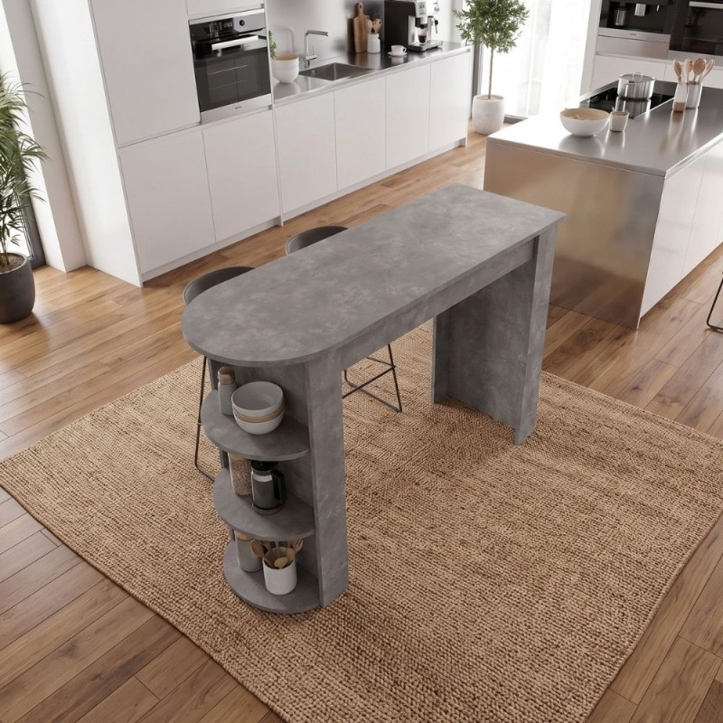 Vigne Megapap melamine bar table in concrete grey color 150x51.6x101.8cm.