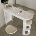 Vigne Megapap melamine bar table in white marble color 150x51.6x101.8cm.