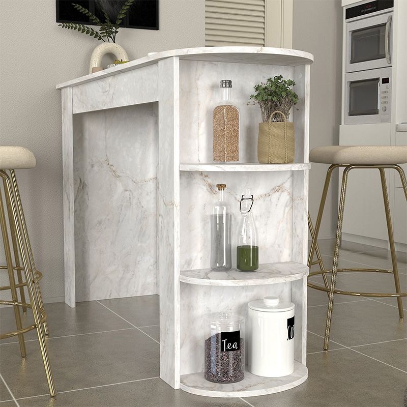Vigne Megapap melamine bar table in white marble color 150x51.6x101.8cm.