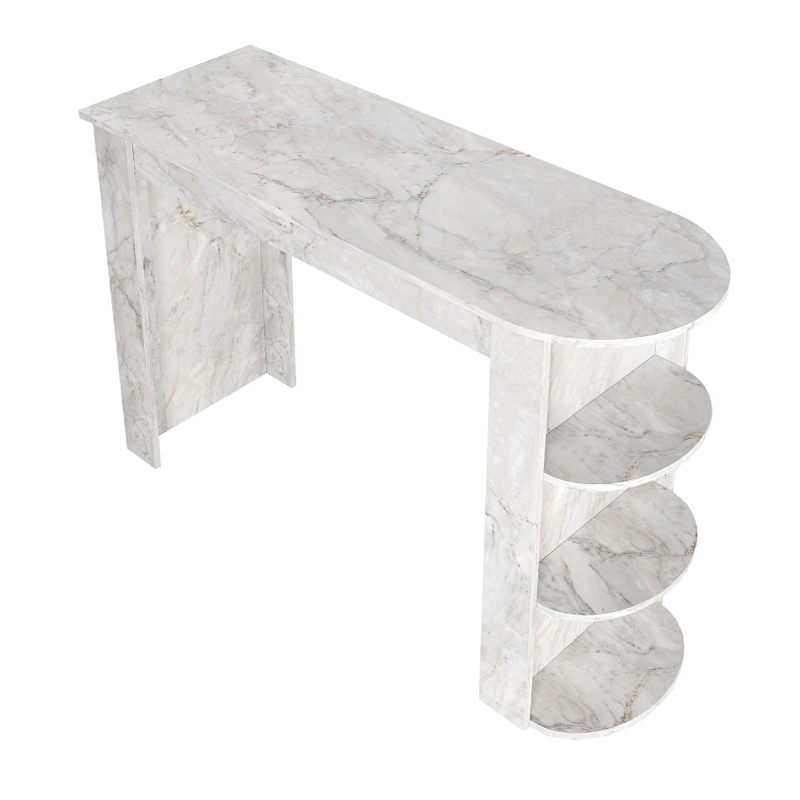 Vigne Megapap melamine bar table in white marble color 150x51.6x101.8cm.