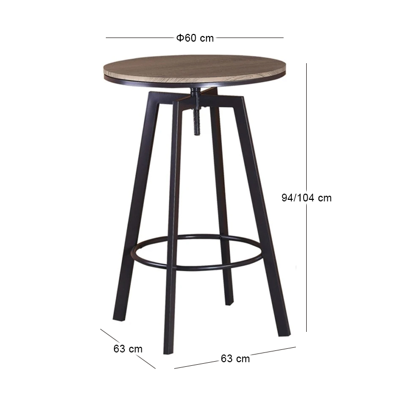 YORK BAR Table Metal Dark Brown/Walnut