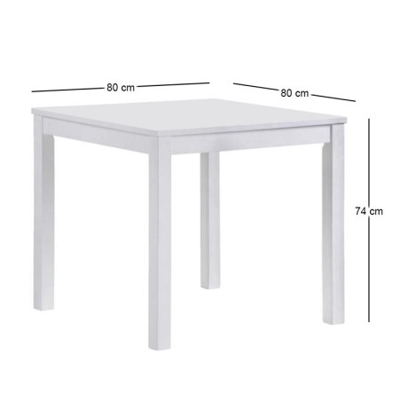 Τραπέζι Naturale ξύλο - Mdf χρώμα λευκό 80x80x74εκ.