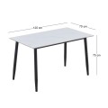 OSLO Dining Table 120x70cm Metal Black/Sintered Stone White Marble