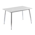 OSLO Dining Table 120x70cm Chromed/Sintered Stone White Marble