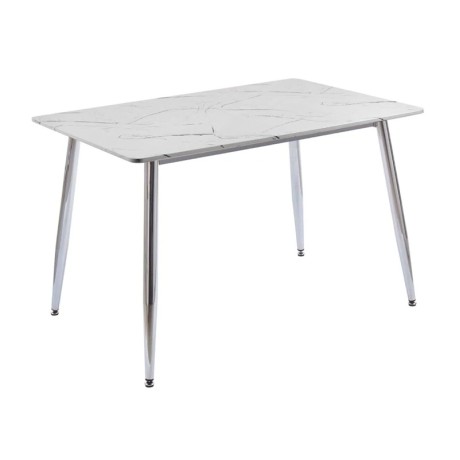 OSLO Dining Table 120x70cm Chromed/Sintered Stone White Marble