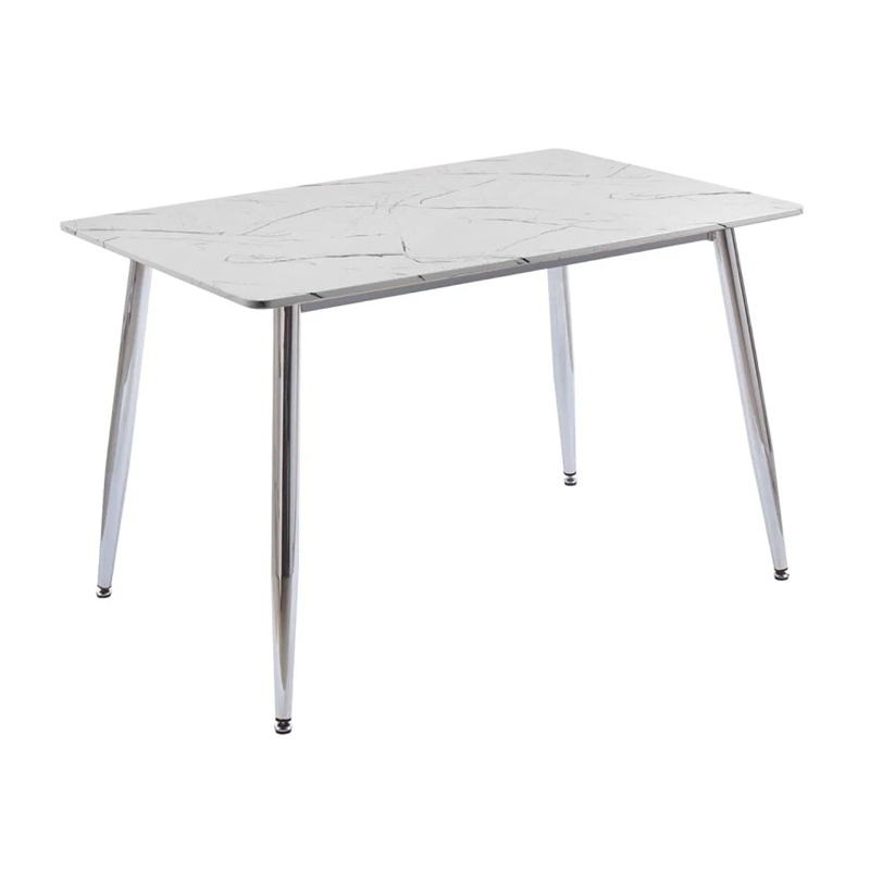 OSLO Dining Table 120x70cm Chromed/Sintered Stone White Marble
