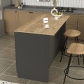 Peres Megapap melamine island kitchen cabinet in anthracite - sepet oak color 150x70x91.8cm.