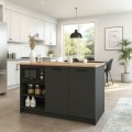 Peres Megapap melamine island kitchen cabinet in anthracite - sepet oak color 150x70x91.8cm.