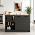 Peres Megapap melamine island kitchen cabinet in anthracite - sepet oak color 150x70x91.8cm.