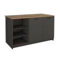Peres Megapap melamine island kitchen cabinet in anthracite - sepet oak color 150x70x91.8cm.