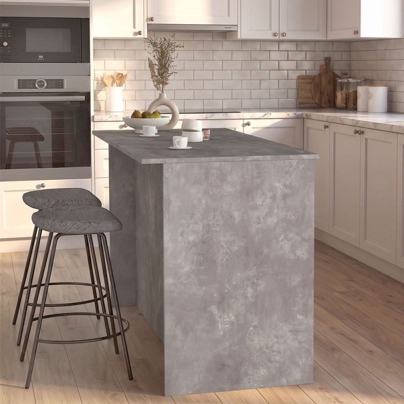 Peres Megapap melamine island kitchen cabinet in concrete grey color 150x70x91.8cm.