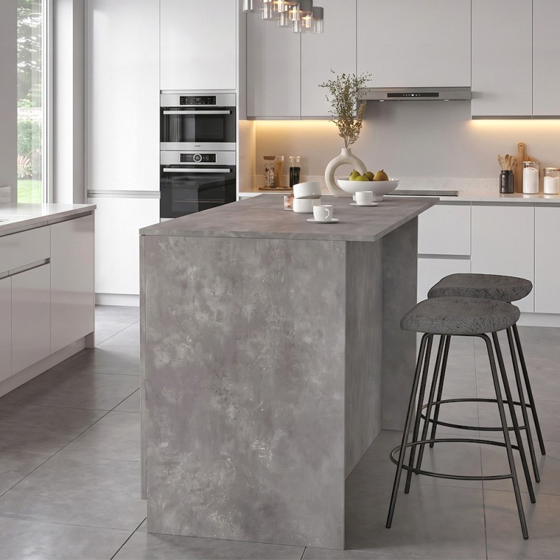 Peres Megapap melamine island kitchen cabinet in concrete grey color 150x70x91.8cm.
