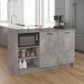 Peres Megapap melamine island kitchen cabinet in concrete grey color 150x70x91.8cm.