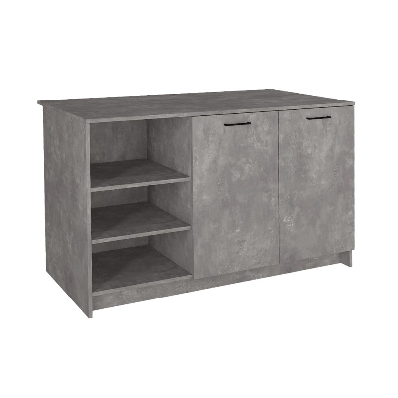 Peres Megapap melamine island kitchen cabinet in concrete grey color 150x70x91.8cm.