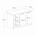 Peres Megapap melamine island kitchen cabinet in concrete grey color 150x70x91.8cm.