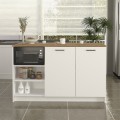 Peres Megapap melamine island kitchen cabinet in white - sepet oak color 150x70x91.8cm.