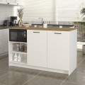 Peres Megapap melamine island kitchen cabinet in white - sepet oak color 150x70x91.8cm.