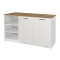 Peres Megapap melamine island kitchen cabinet in white - sepet oak color 150x70x91.8cm.