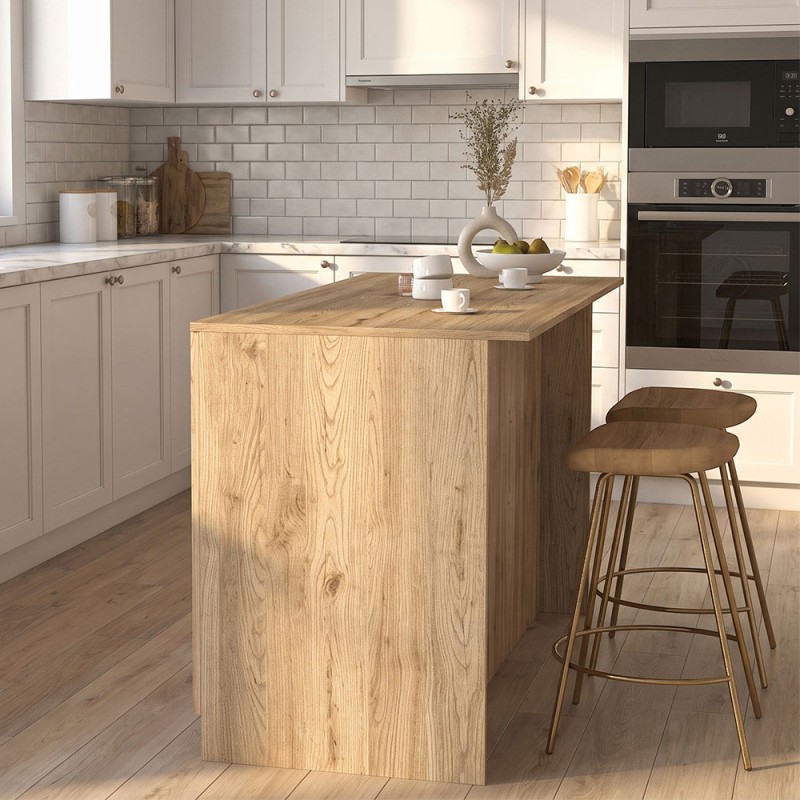Peres Megapap melamine island kitchen cabinet in sepet oak color 150x70x91.8cm.