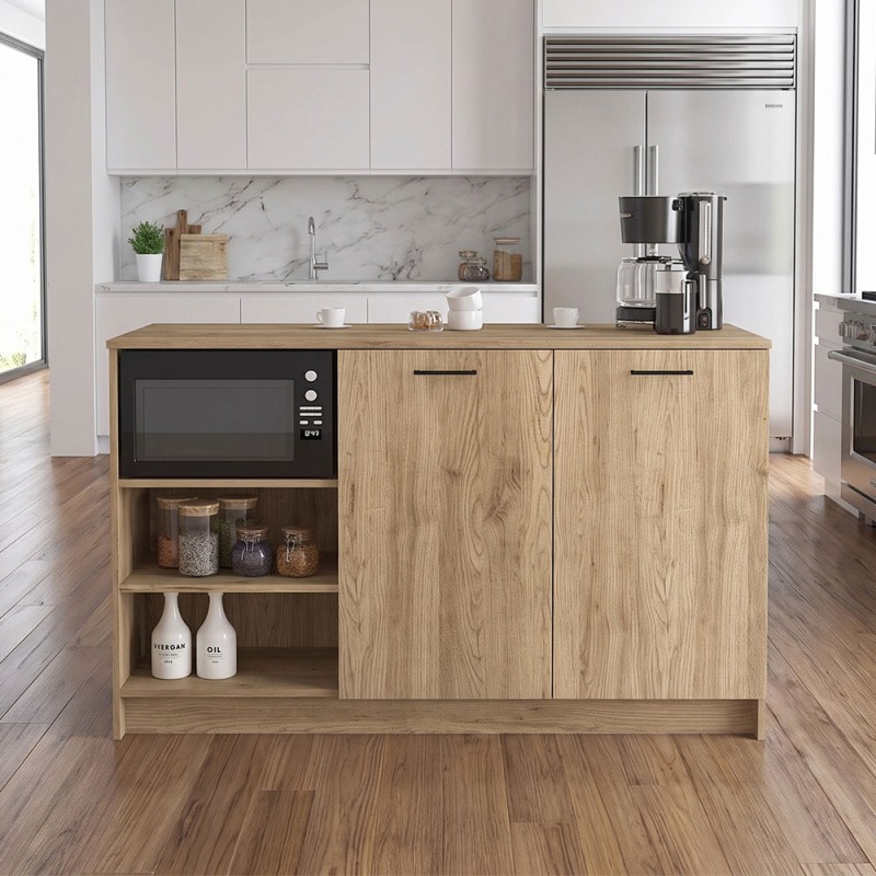 Peres Megapap melamine island kitchen cabinet in sepet oak color 150x70x91.8cm.