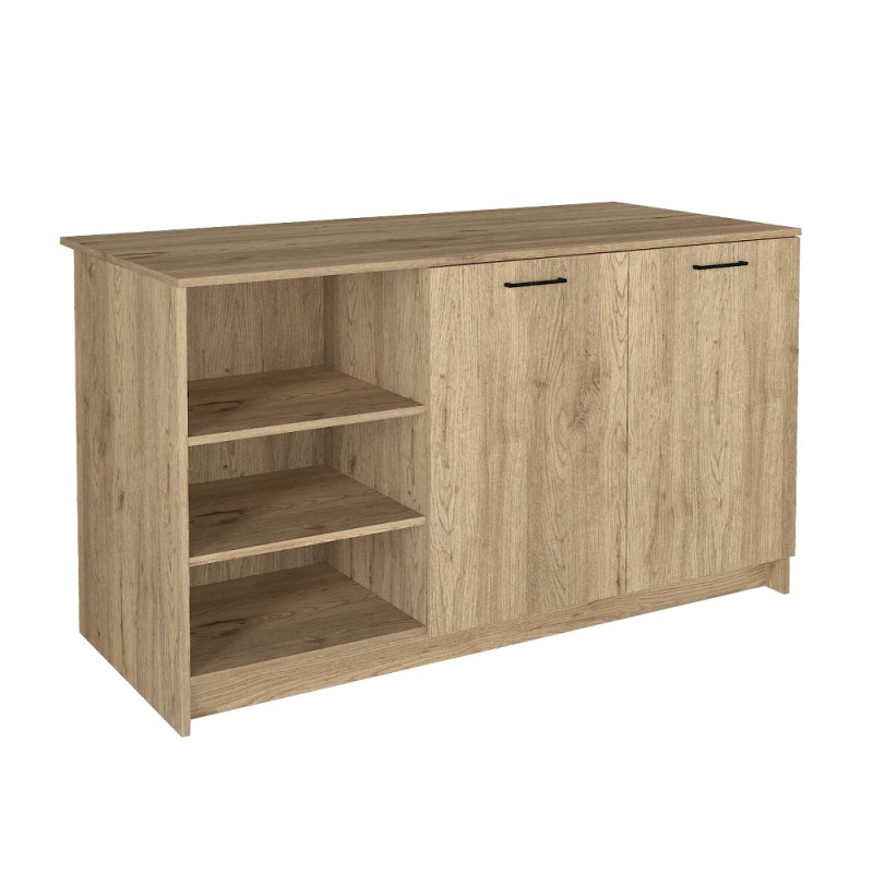 Peres Megapap melamine island kitchen cabinet in sepet oak color 150x70x91.8cm.